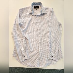 REPORT COLLECTION Men's White Shirt With Print Stretch Sz MM